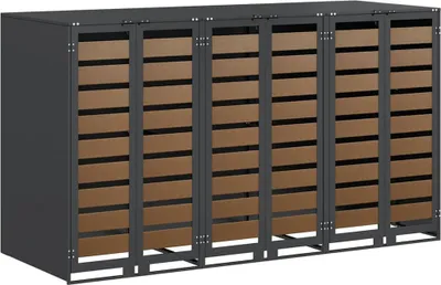 Zdjęcie produktu dla Wózek na pojemniki na śmieci vidaXL na 3 pojemniki, 204 x 77,5 x 115,5 cm, stal
