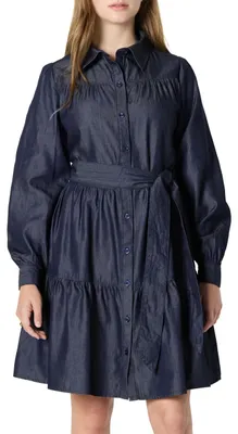 Produktbild von A. Essentials Damen Langärmliges Regular-Fit-Jeanskleid Aus Chambray, Auswaschen