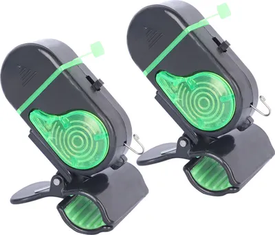 Produktbild von 2 Stück Angelbissanzeiger mit Clip Nacht Angelruten-Alarmlicht Elektronischer Bissanzeiger Schlagsensor LED-Lampe Meeresangelzubehör