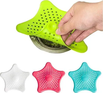 Image de Filtre d'évier en silicone, 4 pièces, en forme d'étoile, pour la salle de bains et la cuisine
