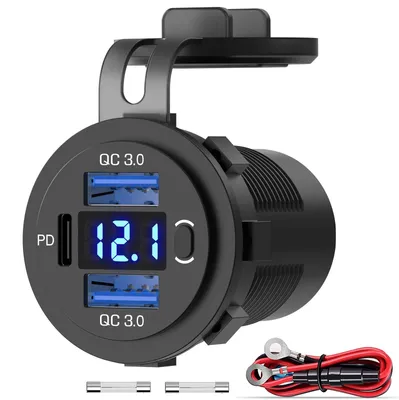 3-USB 66W 12V Autolader PD 3.0 + QC 3.0 mit Schalter