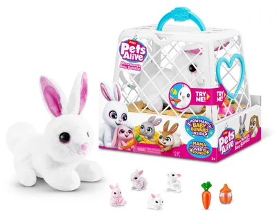 Obrázok produktu pre ZURU 9554 - Pets Alive Mama Bunny Surprise plyšový zajačik v bielej farbe - Elektronické zvieratko
