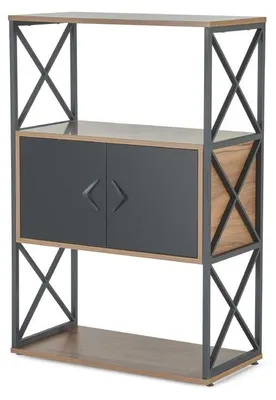 Obrázek produktu pro Hnědá a černá skříňka na dokumenty Designové studijní police Příborník
