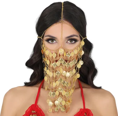 Produktbild von Sheik Maske Karneval Wüstenprinz Krieger Kostüm Wilden Nächte Spiele, Farbe: Gold
