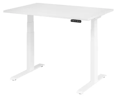Image de Bureau réglable en hauteur XDKB | 2 moteurs | 120 - 180 cm | électrique, Dimension plateau:120 x 80 cm, Couleur plateau:Blanc, Couleur piétement:Blanc