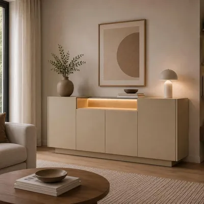 Image de Halefa - Buffet, 103x40x83h cm Chêne Clair, 4 Étagères