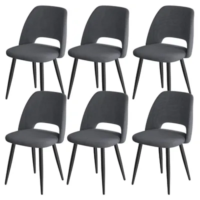 Image de Ensemble de 6 chaises de salle à manger en velours avec pieds en métal, couleur noire