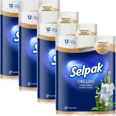 Produktbild von SELPAK Papierküchenrolle Feuchtigkeitsbeständige, super saugfähige Küchenrolle 3-lagig (4x12) (48-St)