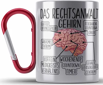 Produktbild von Trendation - Jura Edelstahl Tasse Karabiner Geschenk Spruch Jurist Geschenkidee Anwalt Jura-Studium Lustige Sprüche (Rot)