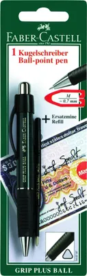 Produktbild von Kugelschreiber Grip Plus + Ersatzmine blau auf Blisterkarte Packung mit 5 Stück