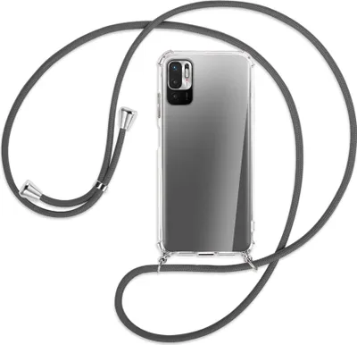 Produktbild von Handykette Backcover-Schutzhülle mit Band (Metall silberfarben) für Xiaomi Redmi Note 10 5G - dunkelgrau