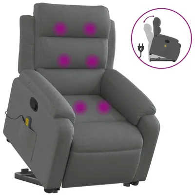 Produktbild von vidaXL Massagesessel mit Aufstehhilfe Dunkelgrau Stoff