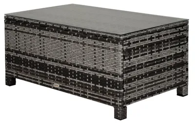 Produktbild von Outsunny Garten Beistelltisch Couchtisch Gartentisch Balkontisch PE-Rattan