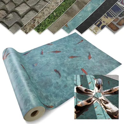 Zdjęcie produktu dla 3D CV wykładzina podłogowa Koi wykładzina PVC efekt 3D nadruk fotograficzny karp Koi powierzchnia teksturowana 200x250 cm
