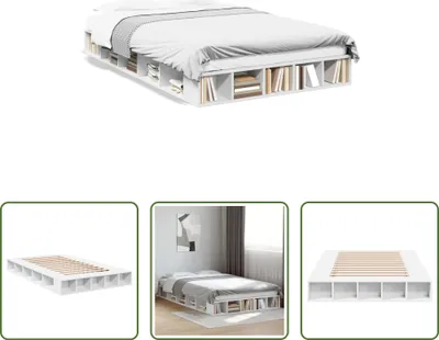 Produktbild von The Living Store Bettgestell Weiß 135x190 cm Holzwerkstoff