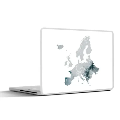 Produktbild von MuchoWow® Laptop Aufkleber Sticker Cover Karte von Europa - Aquarell - Grau 30x21 cm - Sticker für Laptop - Selbstklebend