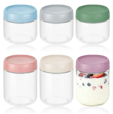6 Einmachgläser mit Schraubdeckel, 480 ml, Borosilikatglas, transparent