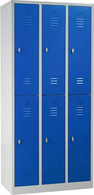 Produktbild von Gürkan Spind lichtgrau, enzianblau 106124, 6 Schließfächer 90,0 x 50,0 x 195,0 cm