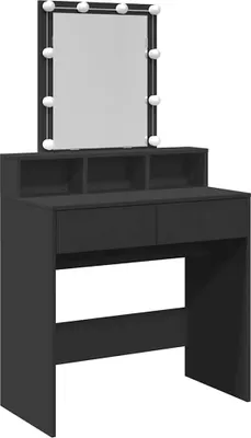 Productafbeelding van vidaXL Schminktafel met LED-verlichting, zwart, 80x41x144,5 cm