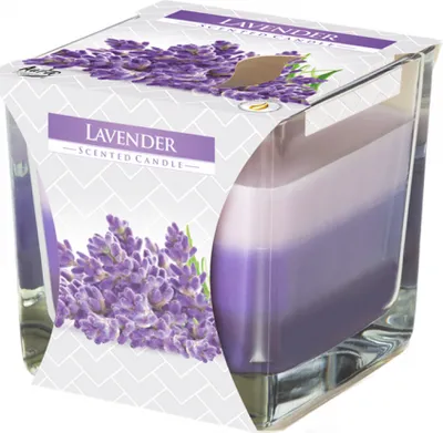 Image de Bougie parfumée à la lavande Bispol design carré - 250g d'arôme apaisant