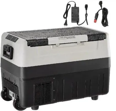 Produktbild von Schwarze Automatische Kühlschrankbox mit Display und Rädern, 45 Liter