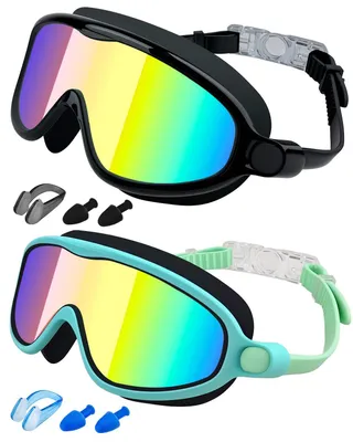 Produktbild von Kinder-Schwimmbrillen, 2er-Pack, Anti-Beschlag- und UV-Schutz, für Jungen und Mädchen, auslaufsichere Schwimmbrille mit Weitsicht für Kinder von 3–14
