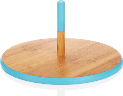Produktbild von COM-FOUR® Serviertablett, runde Servierschale aus Bambusholz mit Griff, optimal zum Servieren von Gebäck, Käse und Snacks, Servierteller Ø 33 cm