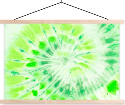 Produktbild von MuchoWow® Textilposter Krawattenfärbung - Muschel - Grün 120x80 cm mit holzfarbenen Rahmen - Aufhängeset