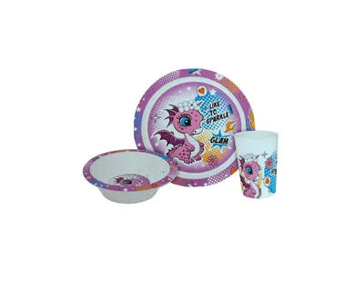 Produktbild von Disney Dragonani Frühstücksset, Mikro-Kunststoffset in der Box - 3-teilig