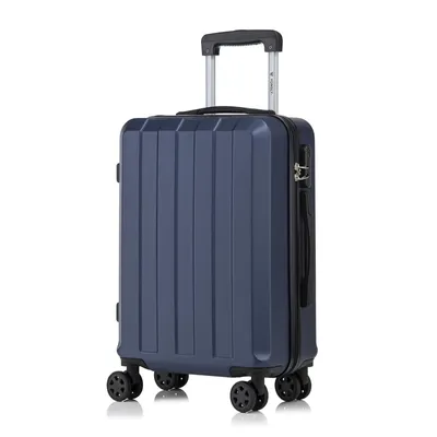 Produktbild von Koffer Trolley Reisekoffer Suitcase, Rollkoffer Handgepäck ,mit 4 Rollen360°, Hartschalenreisekoffer, Zahlenschloss, Weicher Gummigriff (M,Dunkelblau)