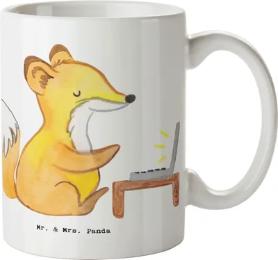 Produktbild von Mr. & Mrs. Panda Becher Assistent Herz - Weiß - Geschenk, Kaffeetasse, Tasse, Trinkbecher, Kaffeebecher, Pott
