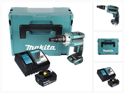 Obrázok produktu pre Makita DFS 251 RG1J Akumulátorový skrutkovač na sadrokartón 18 V bez kefiek + 1x akumulátor 6,0 Ah + nabíjačka + Makpac