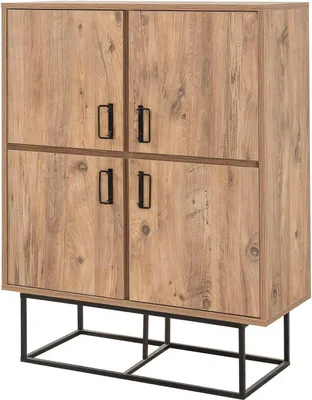 Produktbild von Kommode Dfagg, Wohnzimmerbuffet, Wohnzimmer-Sideboard, Moderne Küchen-Speisekammer, 93x36h115 cm, Eiche und Schwarz
