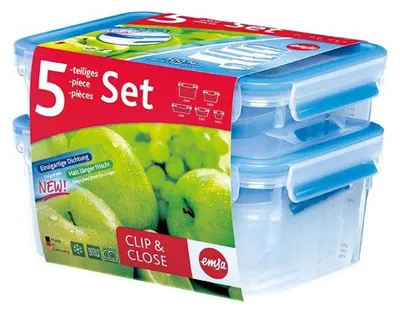 Produktbild von Emsa Clip & Close 5Er Set Frischhaltedosen, 0,15 L - 3,7 L, 508568