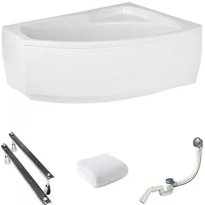 Obrázok produktu pre Aqua For You | Rohová vaňa Polimat Frida – 150 x 100 cm – antibakteriálna povrchová úprava – s bielym obložením – rohová vaňa – pravostranná – akryl