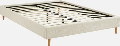 Produktbild von sweeek - Bett mit Lattenrost, Bouclé-Bezug, weiß - Weiß