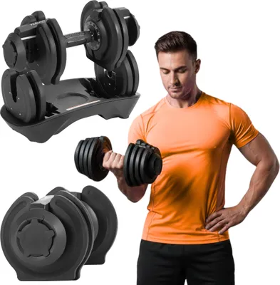 Obrázek produktu pro Gymtek® Nastavitelná činka, činka - od 1,5 do 18 kg - činky, činky pro domácí posilovnu, silový trénink, posilovna, cvičení