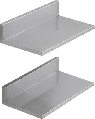 Image de Étagère en acier inoxydable SucceBuy 8,6" x 16" – Montage mural avec protection anti-éclaboussures, capacité de charge de 20 kg, résistante pour les restaurants, les cuisines, les maisons et les hôtels, 2 pièces