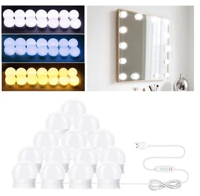 Produktbild von NVIYAM 14 LED Licht Spiegel Licht Schminktisch – 3 Farben, LED Schminktisch, Hollywood-Stil, Schminklampe, Beleuchtung für Schminktisch, Kosmetikspiegel, Badezimmerspiegel