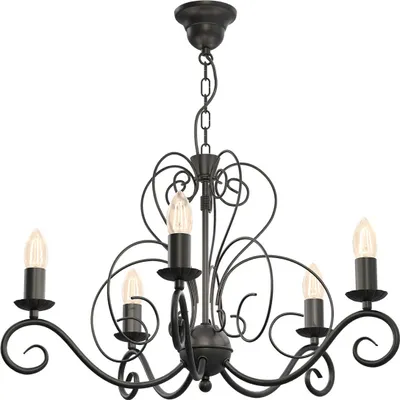 Zdjęcie produktu dla Lampa wisząca rustykalna świecznikowa czarna o 5xE14 15W Luminex
