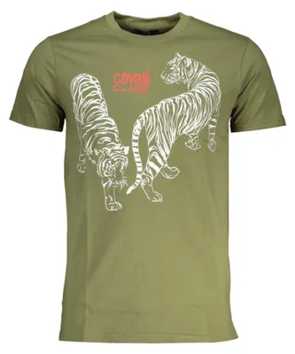 Produktbild von Herren Kurzarm T-Shirt in Grün mit Rundhals und Logo-Druck