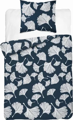 Produktbild von Baumwollbettwäsche 140x200 Blumen Blätter Blau