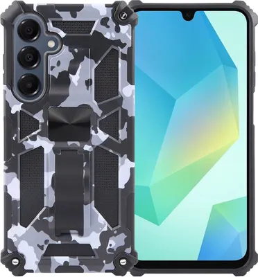 Produktbild von Mobigear Armor Stand  Samsung Galaxy A16 Hülle Hardcase Backcover Stoßfest mit Ständer - Grau