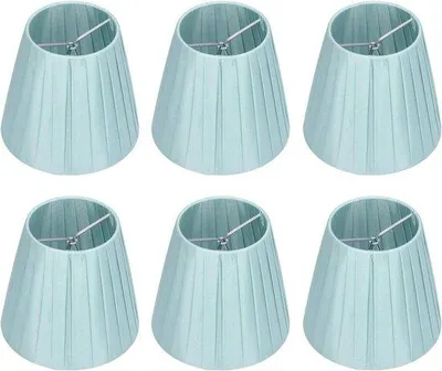 Image de Petits abat-jours en tissu bleu clair, lot de 6