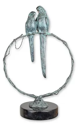 Productafbeelding van A Bronze Sculpture Of A Pair Of Parrots On A Branch