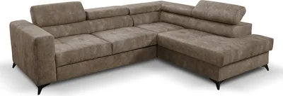 Image de Canapé d'angle Palermo en L à droite avec fonction couchage, coffre de rangement 267 cm Livraison dans l'appartement Salon (couleur : Sally 03 - marron)