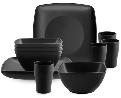 Produktbild von Campinggeschirr Geschirrset Outdoor-Geschirr - 12-teilig - Für 4 Personen - Schwarz