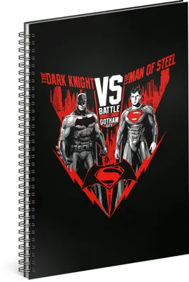 Obrázok produktu pre Špirálový zošit Batman vs Superman, linajkovaný, A4 Baagl