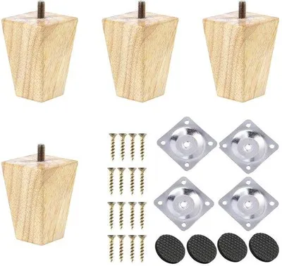 Immagine prodotto di Gambe di legno per mobili - Resistenti e durevoli - Set di 4 - Rovere