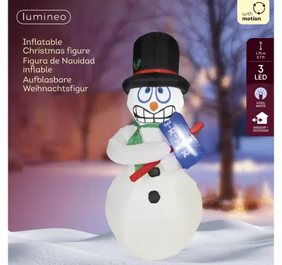 Produktbild von Lumineo, Aufblasbare Weihnachtsfigur Schneemann, 70 x 80 x 175 cm